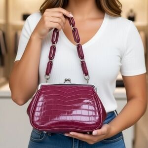 Pink Croc-Embossed Handbag /Party Bag / Spring Handbag